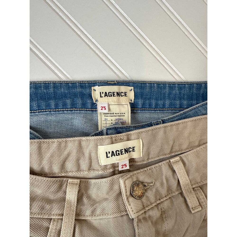 NWOT L’AGENCE Bermuda Shorts Tan & Blue Denim Casual Womens Bundle Sz 25 - Picture 4 of 9
